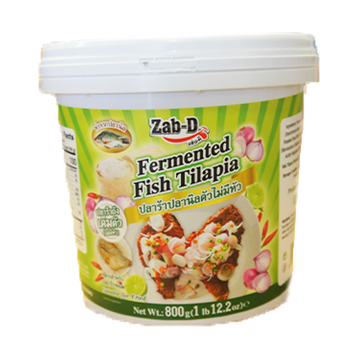 This whole fermented Tilapia fish is best deep fried and garnished with fried chilli, a squeeze of lime juice a side of sticky rice and a side of fresh vegetables. If you can’t finish it in one go, just keep in the fridge after opening.