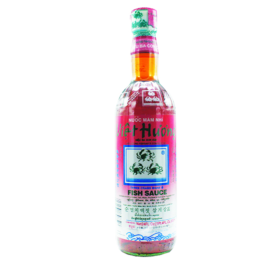 An essential ingredient in Vietnamese and Thai cooking, fish sauce is a condiment from fermented fish. Three Crabs Fish Sauce is made by Viet Huong Fish Sauce Company, and is widely renowned to be the best in the market. It has a good flavor that's not too sweet or too savory, with a nice saltiness. Use it for pho, stir fries, to create sauces and broths, or plain with white sticky rice.