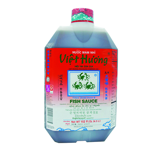 An essential ingredient in Vietnamese and Thai cooking, fish sauce is a condiment from fermented fish. Three Crabs Fish Sauce is made by Viet Huong Fish Sauce Company, and is widely renowned to be the best in the market. It has a good flavor that's not too sweet or too savory, with a nice saltiness. Use it for pho, stir fries, to create sauces and broths, or plain with white sticky rice.