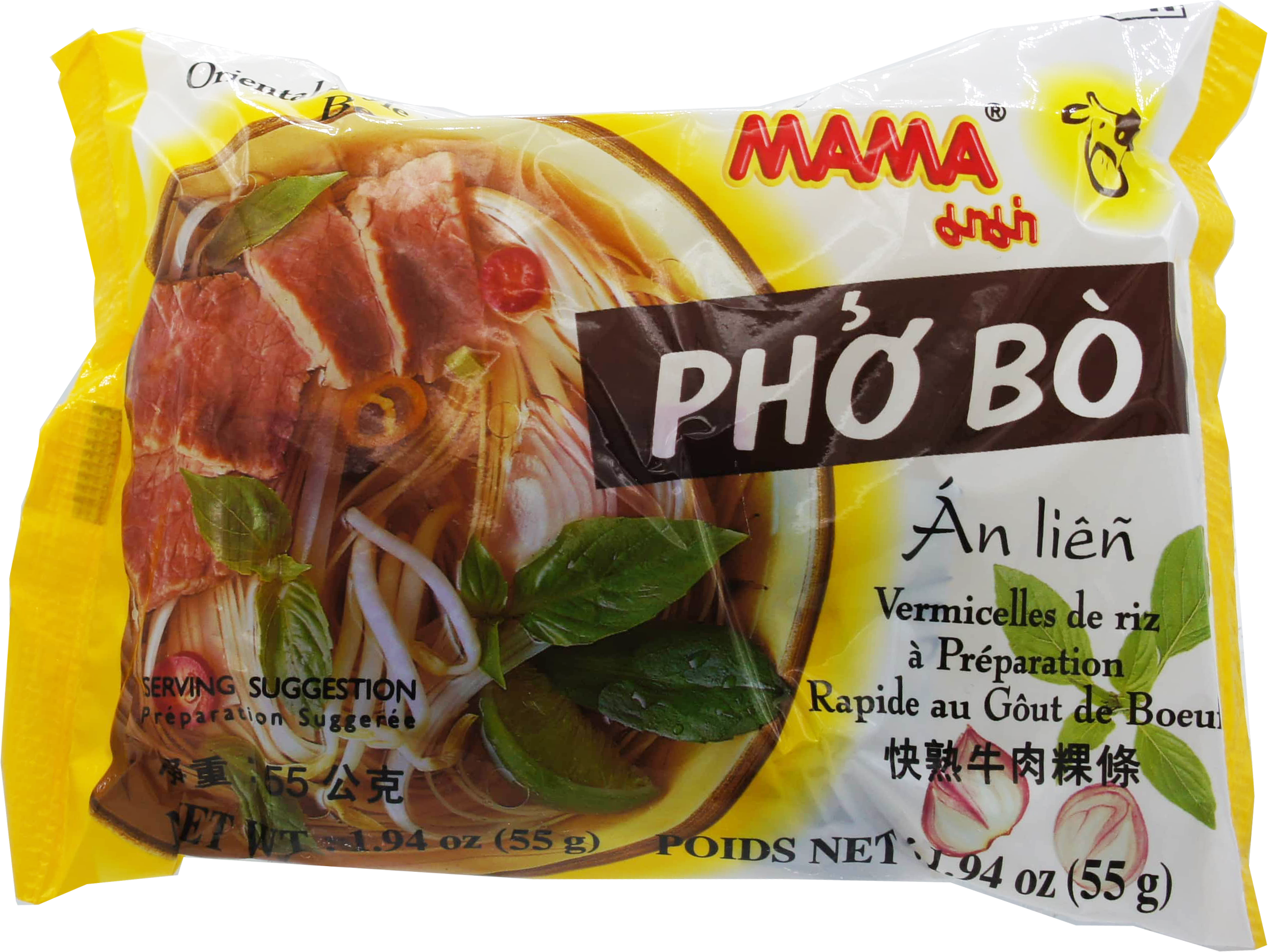 MAMA INSTANT CHAN NOODLE BEEF (PHO BO) 6bx x 30bg x 1.94oz (55g)