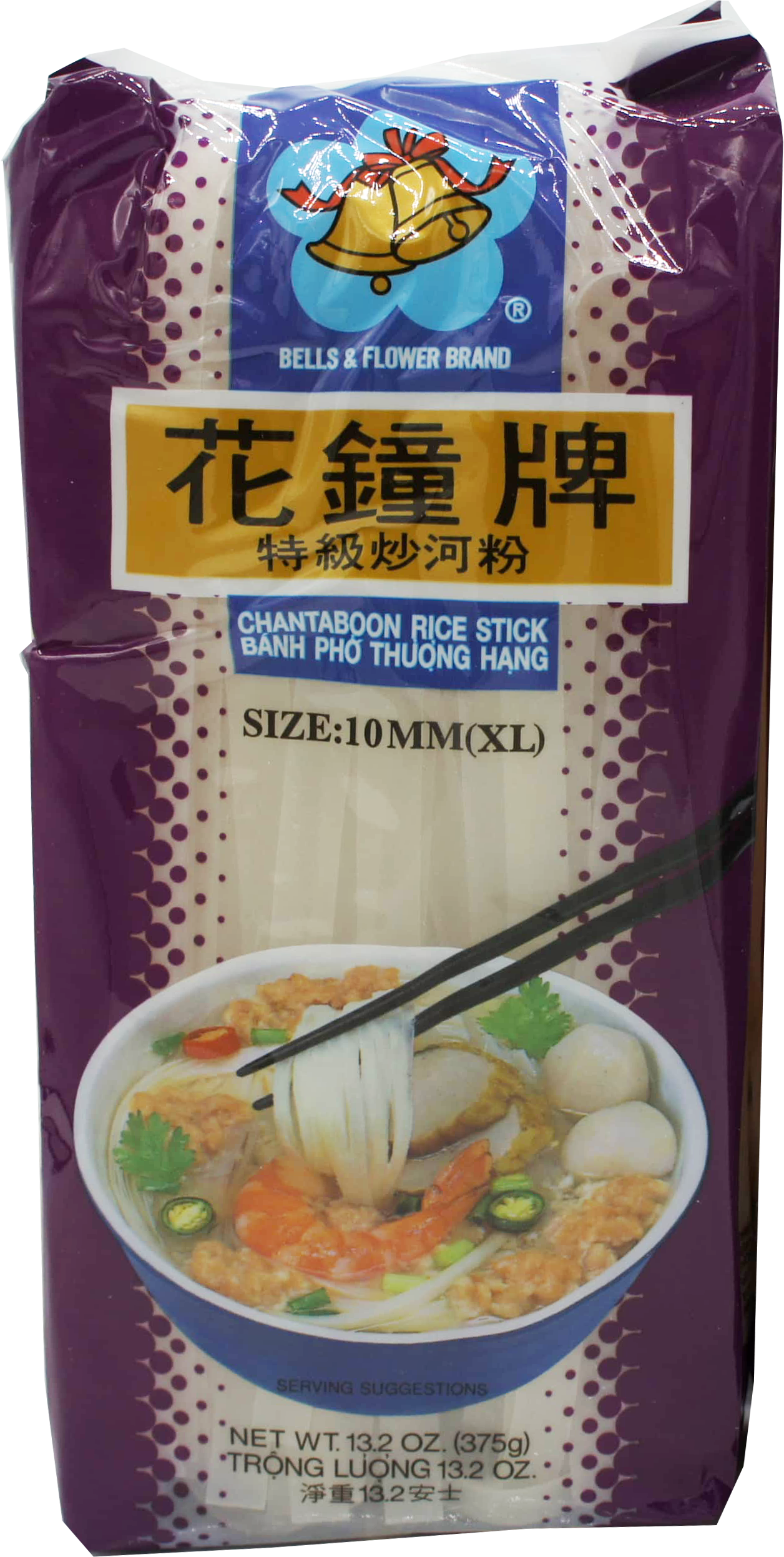 BELLS & FLOWER RICE STICK 10MM (XL) 30bg x 13.2oz (375g)
